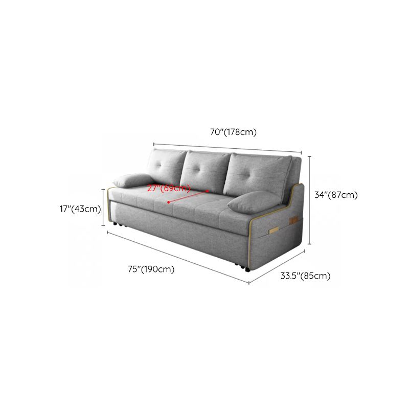 STOCK FUTON in futon e materasso in tessuto moderno grigio con cuscini