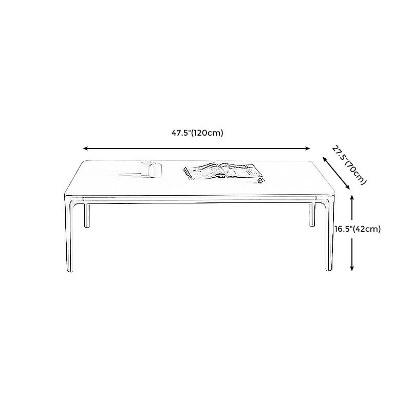Moderne stijl 4 poten witte metalen basis leisteen rechthoekige salontafel voor woonkamer
