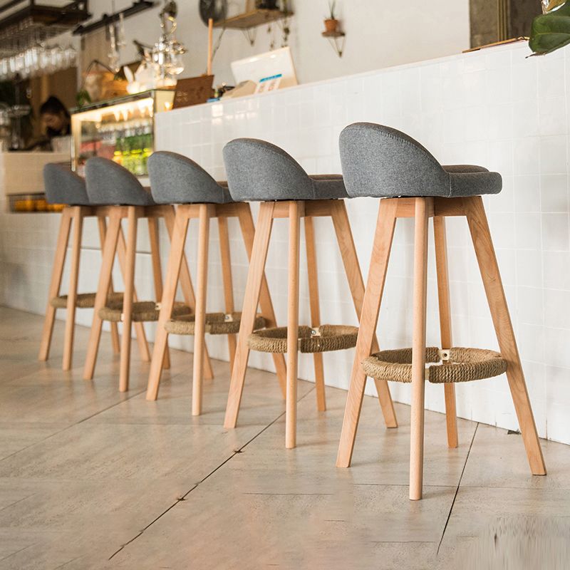 Modern Rotatable Backrest Counter Stool Wood Cafe Bar Stool with Cushion and Pedal Clearhalo 'Bar Furniture' 'Bar Stools' 'bar_stools' 'furn' 'furn_bar_stools' 'furniture_bar_stools' 'Kitchen & Dining Furniture' 'kitchen&dining_furn' 'kitchen' 'kitchen_furn' Furniture' 1200x1200_361cce2c-360e-4f42-8275-1cfa25865b14