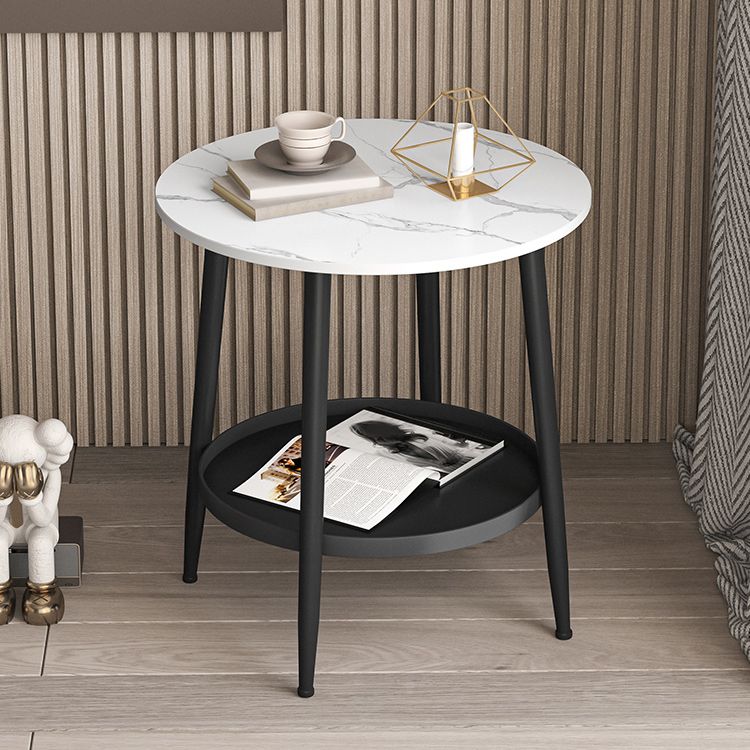 4 Legs Round Side Table Modern  Slate Sofa Corner Table with Storage