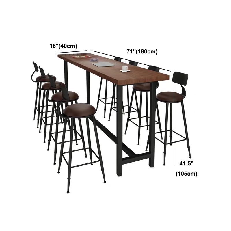 Pine Wood Bar Dining Table Industrial Rectangle Bar Table with Trestle for Cafe Clearhalo 'Bar Furniture' 'Bar Tables' 'bar_tables' 'furn' 'furn_bar_tables' 'Furniture' 'furniture_bar_tables' 'Kitchen & Dining Furniture' 1200x1200_361eb3ef-6153-4ea0-ba29-3ab2012ecff7