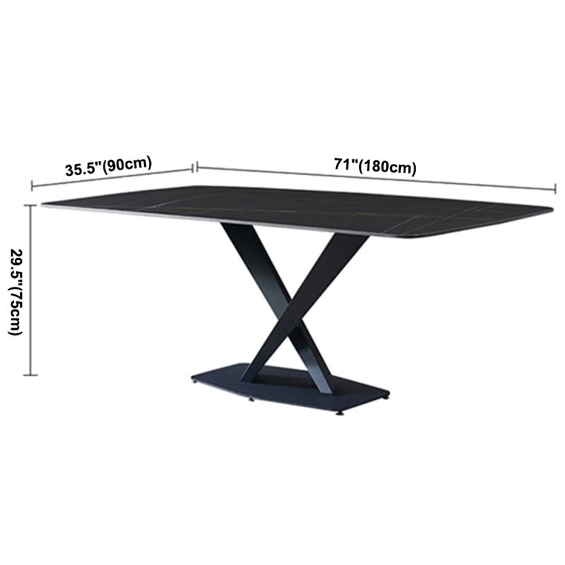 Metal Contemporary Rectangular Dining Table Sintered Stone Dining Table with Pedestal Base Clearhalo ' dining_table' 'Dining Tables & Seating' 'Dining Tables' 'furn' 'furn_dining_table' 'Furniture' 'furniture_dining_table' 'Kitchen & Dining Furniture' 'kitchen&dining_furn' 'kitchen' 'kitchen_dining_table' 1200x1200_361f54bc-3456-45fa-ae74-0c8190f04cf3