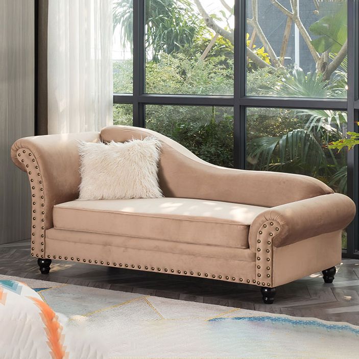Chaise longue moderna da salotto con braccioli arrotolati e imbottita