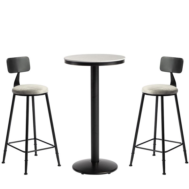 1/2/3 Pieces Industrial Iron Bar Table Set Round Bistro Set with Grey Stone Top Clearhalo 'Bar Furniture' 'furn' 'furn_home_bar_bar_sets' 'Furniture' 'Home Bars & Bar Sets' 'home_bar_bar_sets' 'Kitchen & Dining Furniture' 1200x1200_3621ddc4-446e-472e-8b35-63c3aa427bdd