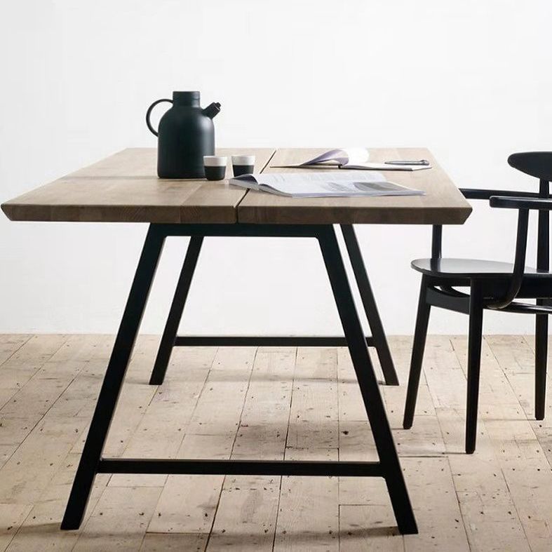 Rectangle 4 Legs Luxury Table Wood Color Fixed Table with Pinewood Solid Wood Clearhalo ' dining_table' 'Dining Tables & Seating' 'Dining Tables' 'furn' 'furn_dining_table' 'Furniture' 'furniture_dining_table' 'Kitchen & Dining Furniture' 'kitchen&dining_furn' 'kitchen' 'kitchen_dining_table' 1200x1200_3623545e-3f20-4398-b391-f301d587bab2