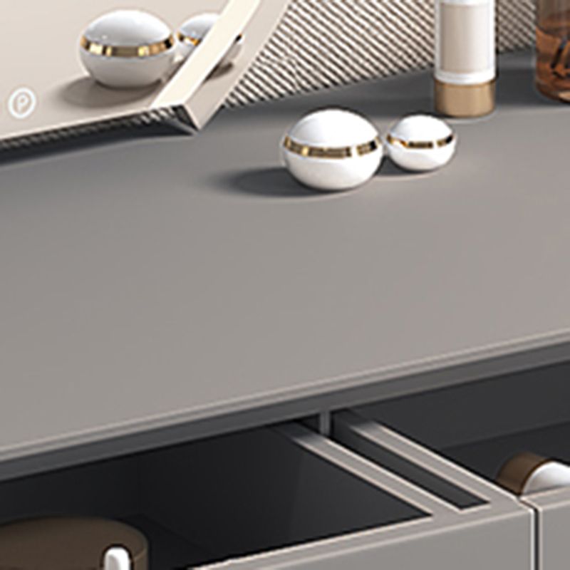 Gray Wood Vanity Desk Modern Simple 2 Drawers Dresser with Stool - 29.5" H Clearhalo 'Bedroom Furniture' 'furn' 'furn_makeup_vanities' 'Furniture' 'Makeup Vanities' 'makeup_vanities' 1200x1200_362818b9-1322-48ff-af31-f5721f64a829