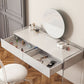 Glam Style Acrylic White Slate Table Top Transparent Base with 2 Drawer Dresser