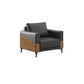 Standard Black Sofa Faux Leather Contemporary Sofa with Pillow for Living Room