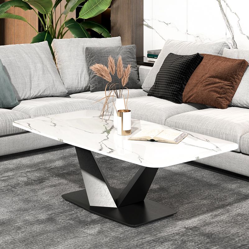 Glam 17.7" H Rectangle Slate Coffee Table Metal Abstract Cocktail Table Clearhalo 'Coffee & Accent Tables' 'Coffee Tables' 'coffee_tables' 'furn' 'furn_coffee_tables' 'Furniture' 'Living Room Furniture' 1200x1200_362c9eb9-a5de-4f08-8c7b-f6be7a21fd99