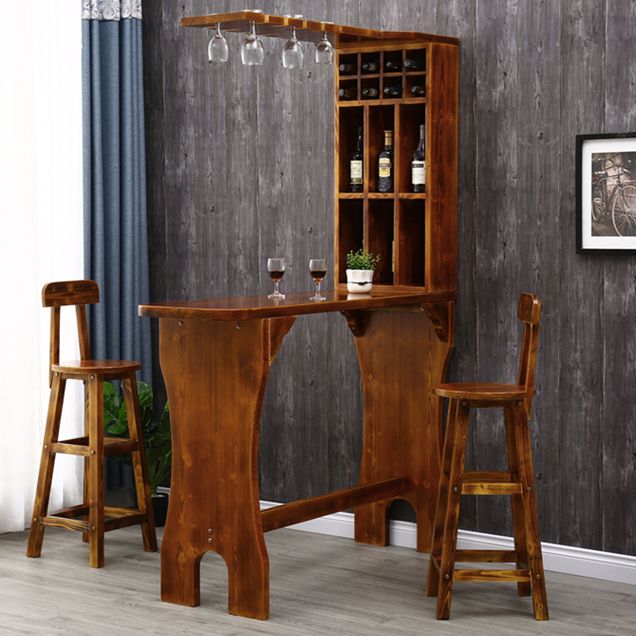 Traditional Indoor Bar Table Solid Wood Bar Table with Wine Glass Holders Clearhalo 'Bar Furniture' 'Bar Tables' 'bar_tables' 'furn' 'furn_bar_tables' 'Furniture' 'Kitchen & Dining Furniture' 1200x1200_362f5d1c-d55e-4d0b-884f-be412cde6d46