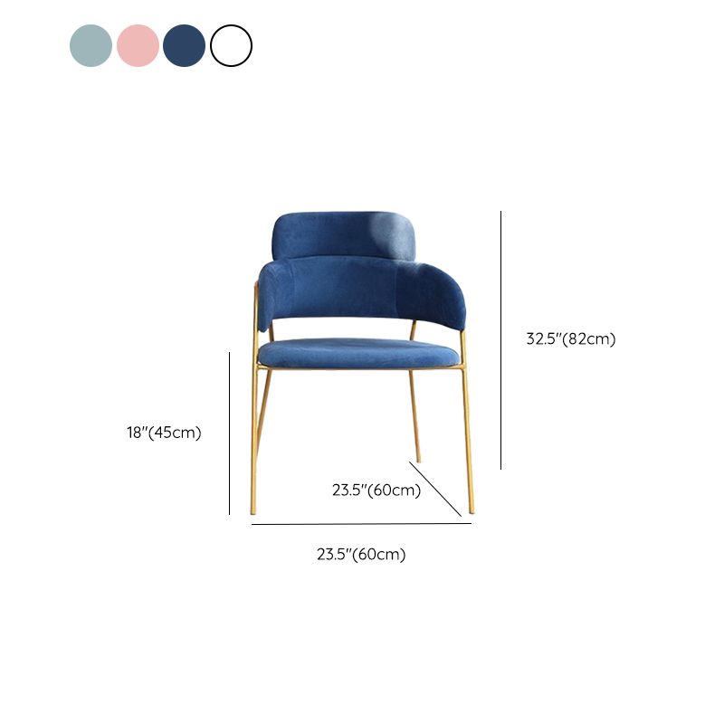 Glam Upholstered Arm Chair Velvet Open Back Dining Chair with Gold Legs