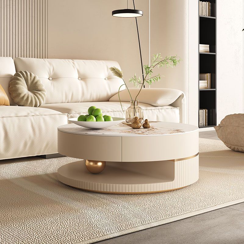 Slate Coffee Table Round Abstract Coffee Cocktail Table with Storage Drawers Clearhalo 'Coffee & Accent Tables' 'Coffee Tables' 'coffee_tables' 'furn' 'furn_coffee_tables' 'Furniture' 'Living Room Furniture' 1200x1200_36309921-bbb0-473b-9ad7-f38363b15bcd