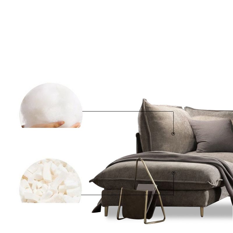 リネンスクエアアームソファ＆チャイズリバーシブルモダンクッションルースバックソファ