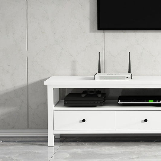White Contemporary TV Stand Faux Wood TV con cassetti