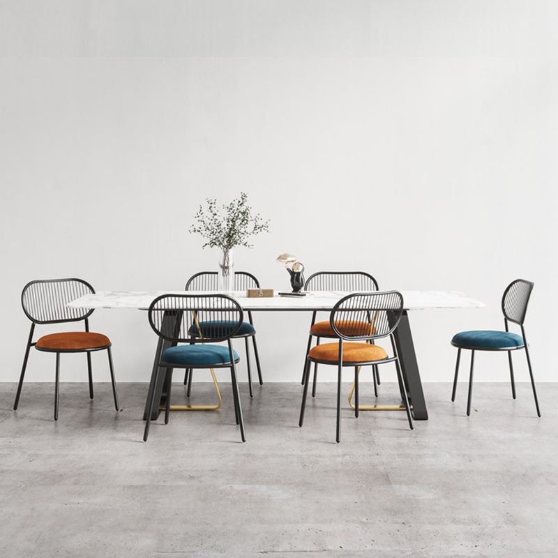 Glam Style Kitchen Metal Dining Chair Open Back Dining Armless Side Chairs Clearhalo ' kitchen&dining_furn' 'Dining Chairs' 'Dining Tables & Seating' 'dining_chair' 'furn' 'furn_dining_chair' 'Furniture' 'furniture_dining_chair' 'Kitchen & Dining Furniture' 'kitchen' 1200x1200_363310ea-6151-4590-a33f-f28b49664d03