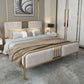 Contemporary Metal Upholstered Headboard Rectangular Slat Bed