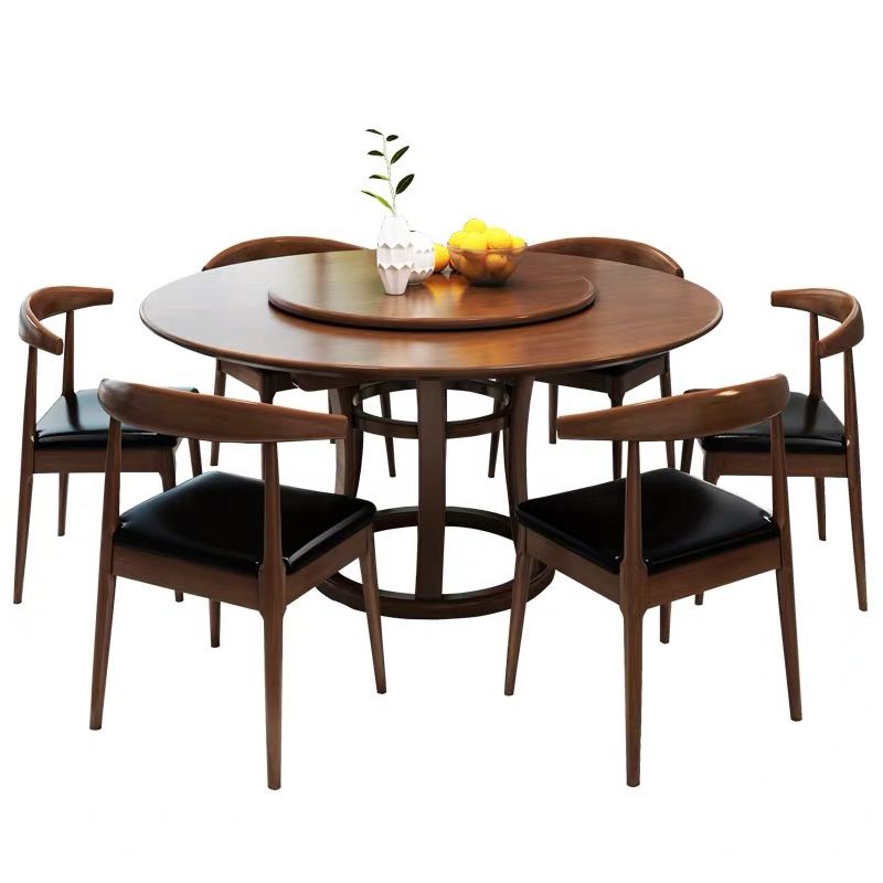 Round Pedestal Wood Color Table Simplicity Table with Turntable Clearhalo ' dining_table' 'Dining Tables & Seating' 'Dining Tables' 'furn' 'furn_dining_table' 'Furniture' 'furniture_dining_table' 'Kitchen & Dining Furniture' 'kitchen&dining_furn' 'kitchen' 'kitchen_dining_table' 1200x1200_36336644-5bb3-435b-93d1-55d7e483dee7