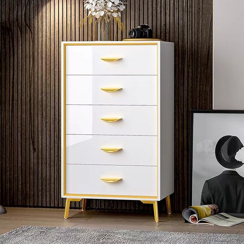 Cassa di legno in oro in oro in stile glam con cassetti multipla