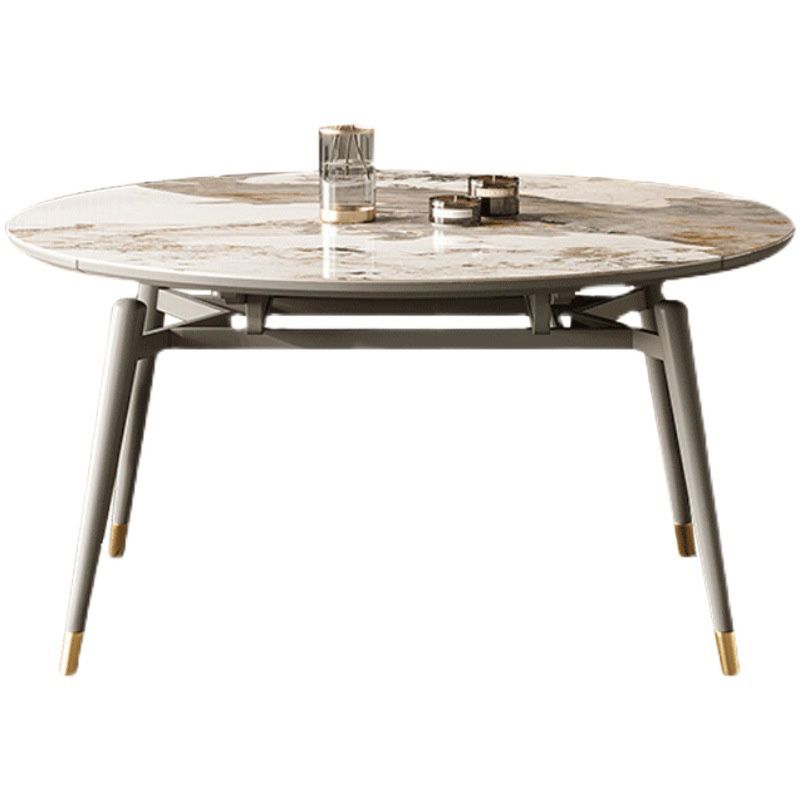 Moderne ronde eettafel van gesinterde stenen tafel met houten poten voor thuisgebruik