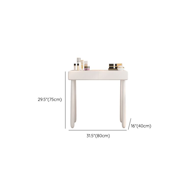 Contemporary White Wooden Vanity Dressing Table with 2 Drawers