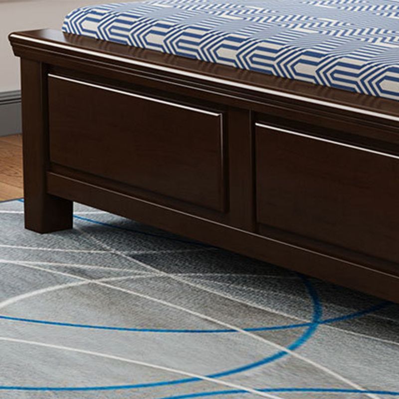 布張りのヘッドボード付きコンテンポラリーベッドフレームラバーウッドパネルベッド