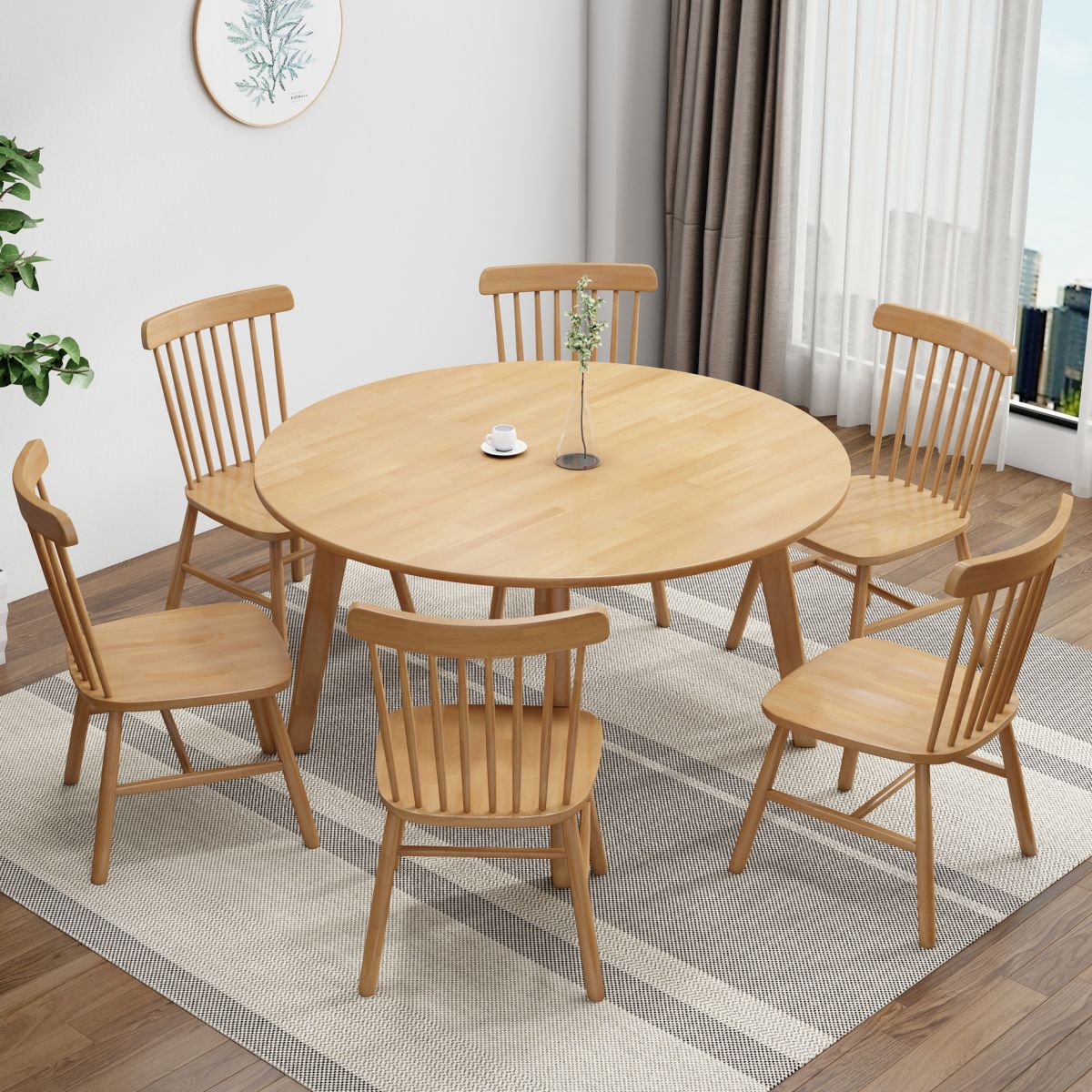 Contemporary Solid Wood Round Dining Table Kitchen Standard Dining Table with 4 Legs Base Clearhalo ' dining_table' 'Dining Tables & Seating' 'Dining Tables' 'furn' 'furn_dining_table' 'Furniture' 'furniture_dining_table' 'Kitchen & Dining Furniture' 'kitchen&dining_furn' 'kitchen' 'kitchen_dining_table' 1200x1200_3635d325-921d-4465-b8ca-1137a30da375