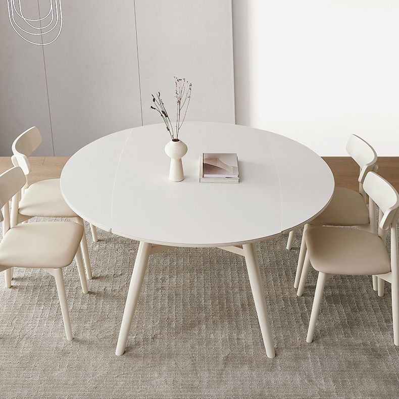 Juego de comedor moderno de piedra redonda con muebles de 1/4/5/7 piezas en blanco
