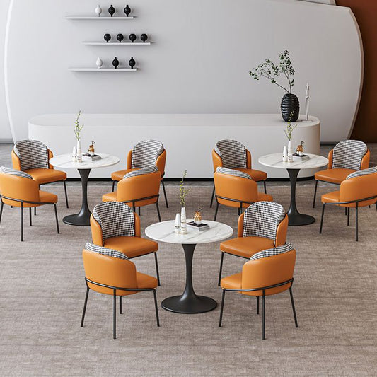 金属ベースの丸いダイニングテーブルセット1/5ピースモダンなディネットセット