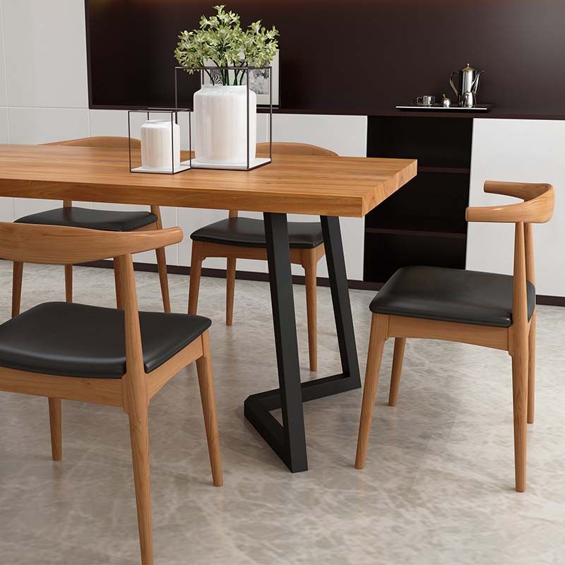 Modern Double Pedestal Dining Table Pine Wood Table for Dining Room Cafe Clearhalo 'Dining Tables & Seating' 'Dining Tables' 'dining_table' 'furn' 'furn_dining_table' 'Furniture' 'Kitchen & Dining Furniture' 1200x1200_3639dbf5-8338-4bd0-a899-f4fa70eb6c23