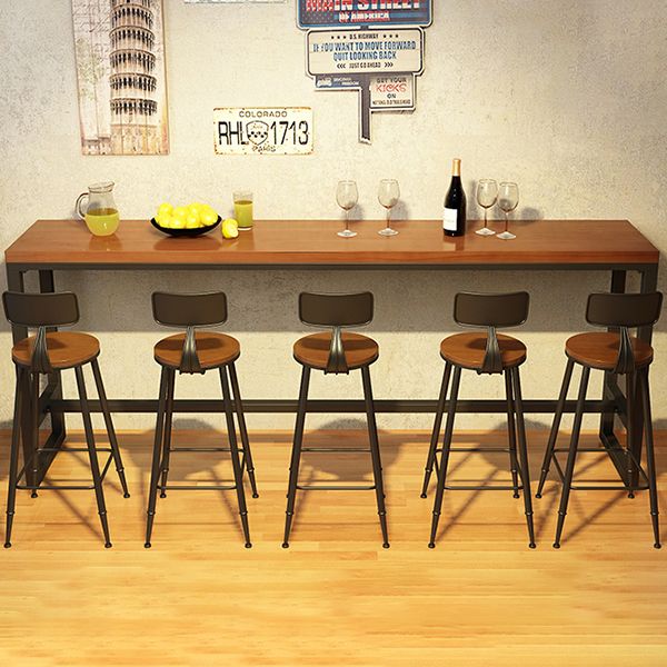 Rechteckiger Bar-Esstisch aus Holz. Moderner Bartisch mit Bockgestell in Schwarz