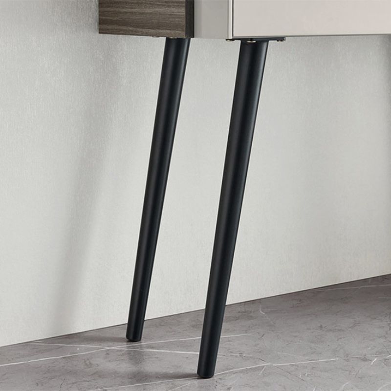 Contemporary Gray Lighted Mirror Bedroom Wood With Drawer Dressing Table