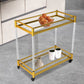 Modern Style Metal Prep Table 29.53"H Rolling Glass Prep Table for Home Use