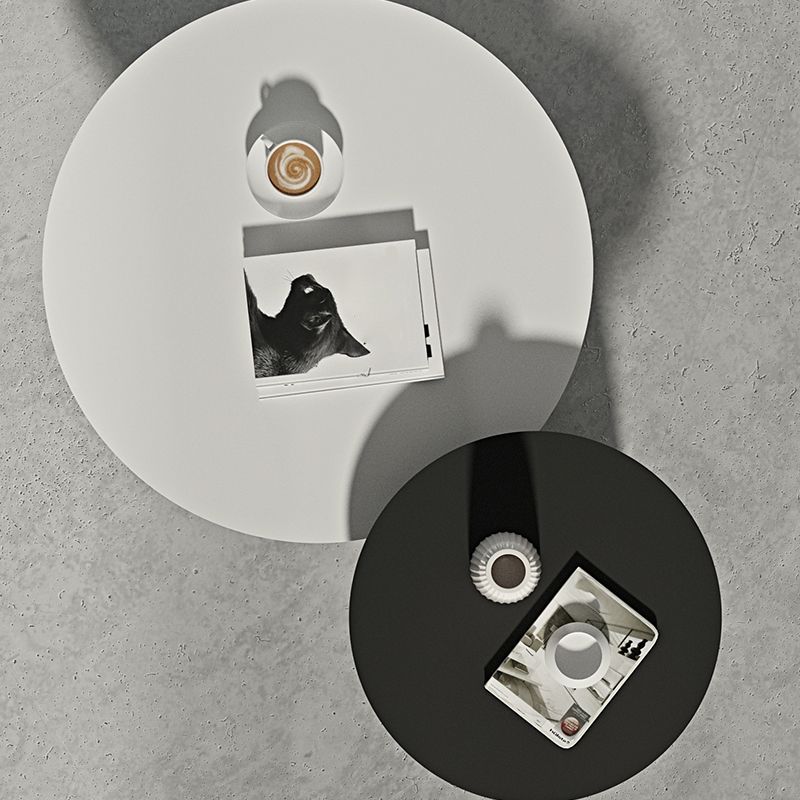 ペデスタルブラック/ホワイトコーヒーテーブルメタルラウンドカクテルテーブル