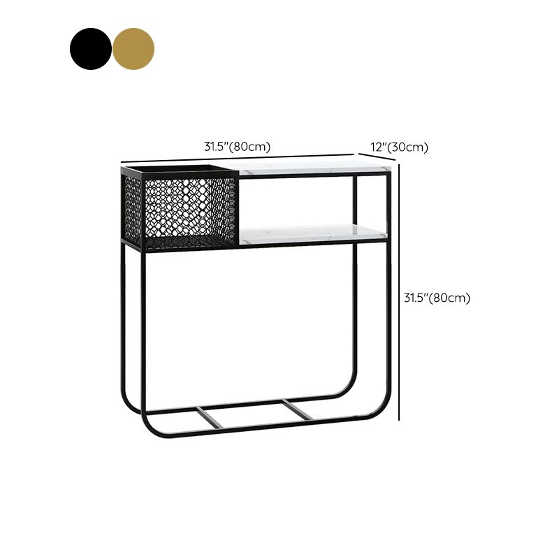 Tavolo console in marmo glam rettangolo bianco tavolo accento per la sala