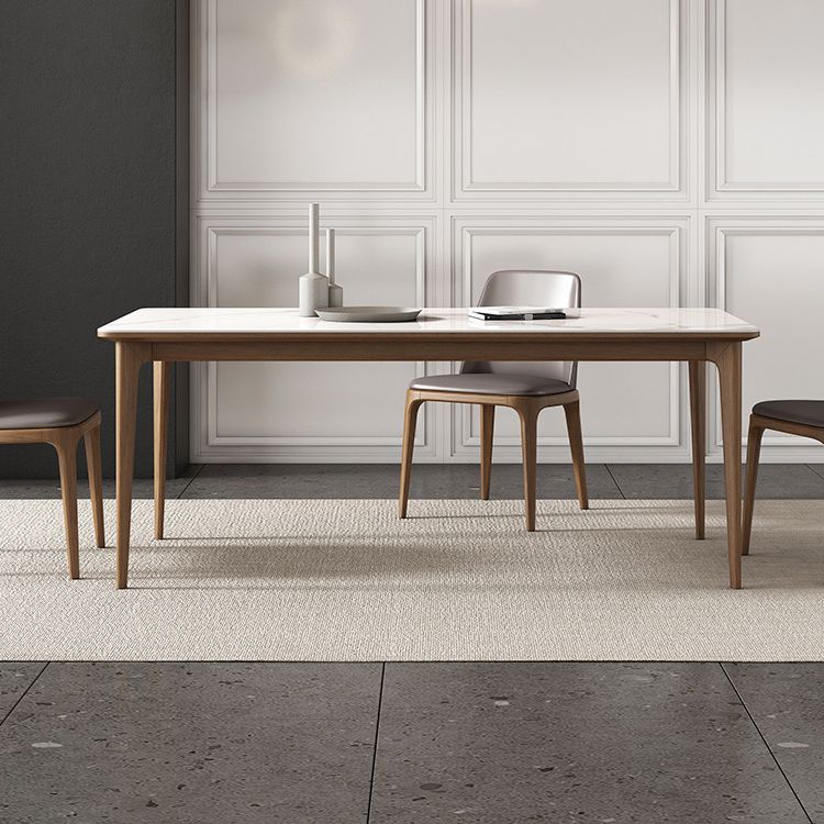 Tavolo da pranzo vintage rettangolare tavolo fisso tono bianco con top in pietra sinterita