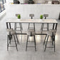 Industrial 1/2/7 Pieces Bar Table Set Rectangle Marble Counter Table with High Stools
