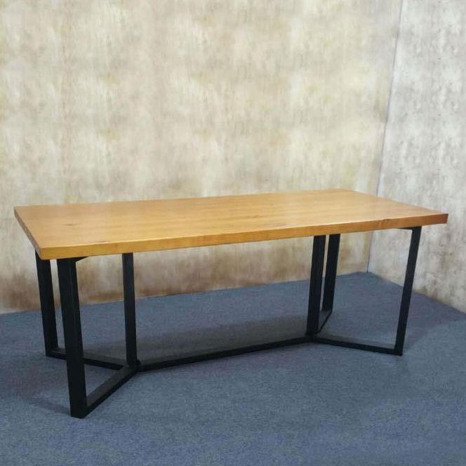 Industrial Rectangle Dining Table Solid Wood Trestle Base Dining Table Clearhalo ' dining_table' 'Dining Tables & Seating' 'Dining Tables' 'furn' 'furn_dining_table' 'Furniture' 'furniture_dining_table' 'Kitchen & Dining Furniture' 'kitchen&dining_furn' 'kitchen' 'kitchen_dining_table' 1200x1200_363de84e-11d0-42fd-a506-f18ed292a3d8