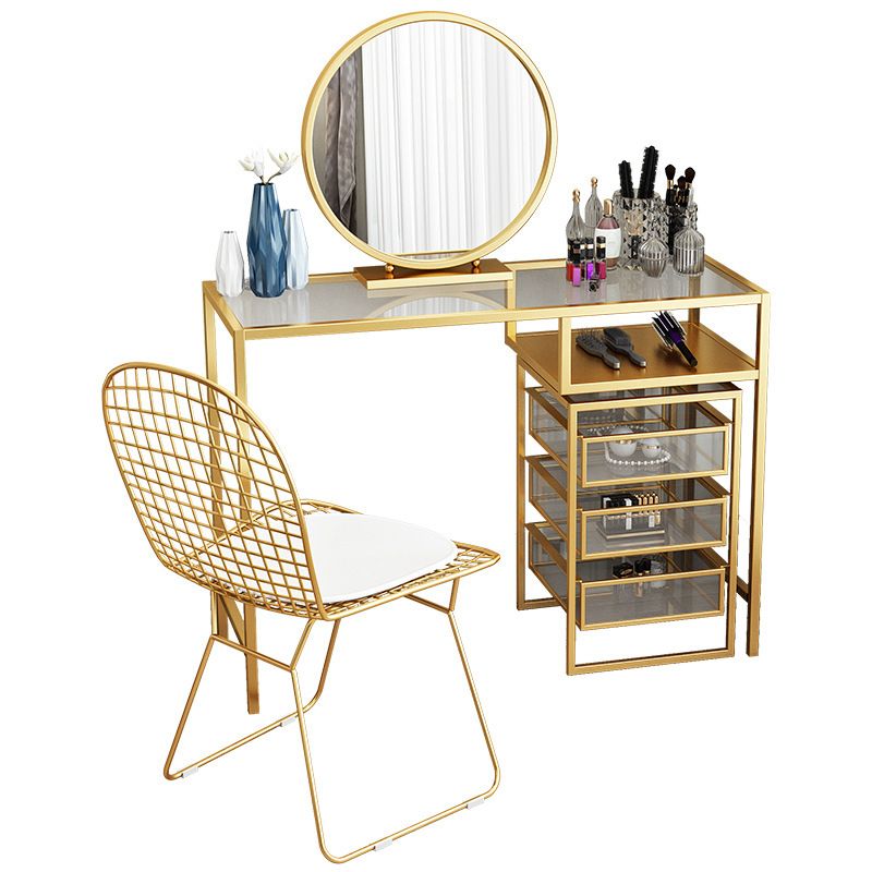 Glam Style 29,5 "Hauteur Golden Glass Top Making Vanity for Chambre