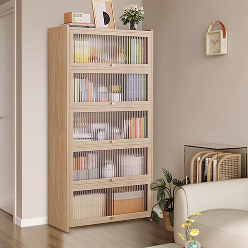 Contemporary Solid Wood Accent Cabinet Rectangle Storage Cabinet with Glass Top