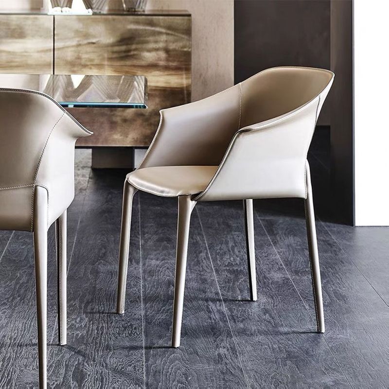 Moderne stijl armstoel leer binnen eetkamerstoel voor thuisgebruik
