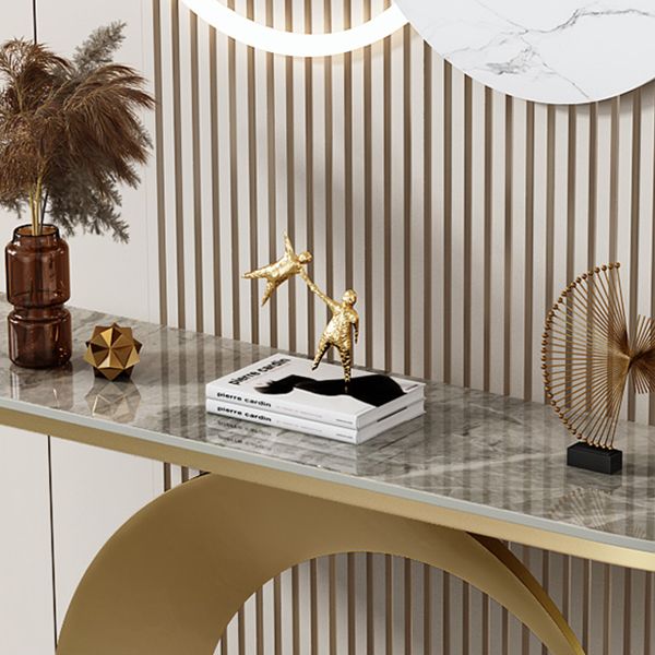 31.5-inch Tall Stone Console Table Stain Resistant Accent Table with Shelf Clearhalo 'Console Tables' 'console_tables' 'Entry & Mudroom Furniture' 'furn' 'furn_console_tables' 'Furniture' 1200x1200_3642b3fa-71e8-45a6-b862-ad4a40bf1905