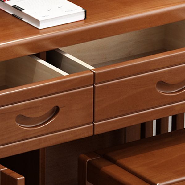 Tradizionale tavolo da toeletta in legno massiccio a 2 cassetti con sgabello da vanità per trucco a specchio