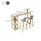 41.3-inch Faux Marble Top Table Modern Style Bistro Pub Table with Gold Base