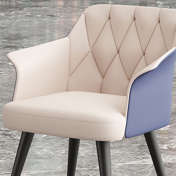 Glam Metal Arm Dining Chair Faux Leather Side Chairs for Home Use Clearhalo ' kitchen&dining_furn' 'Dining Chairs' 'Dining Tables & Seating' 'dining_chair' 'furn' 'furn_dining_chair' 'Furniture' 'furniture_dining_chair' 'Kitchen & Dining Furniture' 'kitchen' 1200x1200_3644adb1-be84-42ef-a9af-db3f2e74b61c