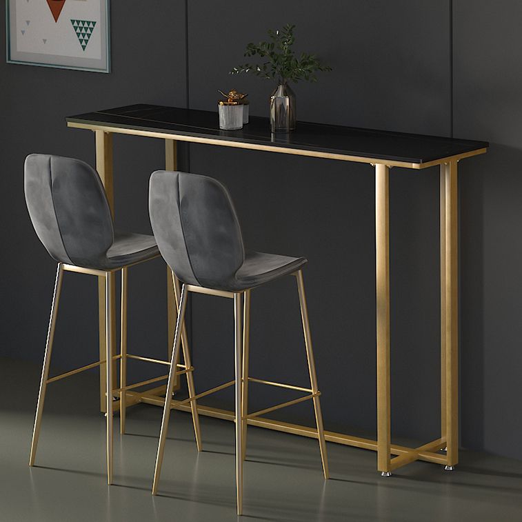 Barkruktafel met stenen blad Glam-stijl pubtafel met metalen poot