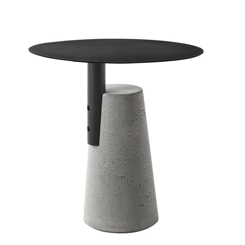 Round 1 Single Coffee Table Metal Cocktail Table with Cement Pedestal