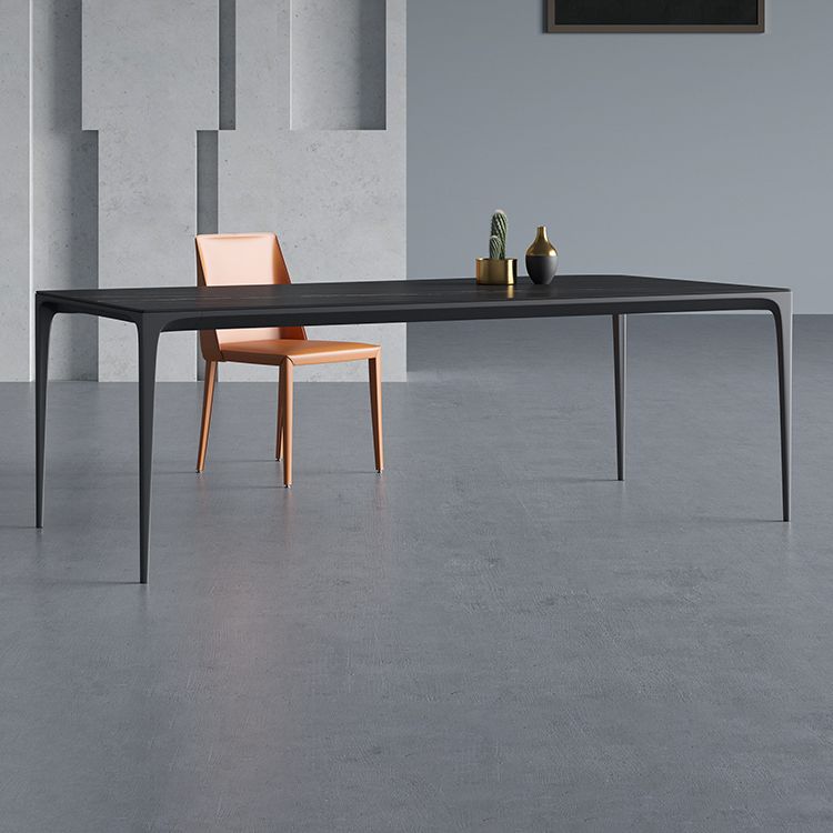 Rectangle Sintered Stone Dining Table Industrial Style 4 Legs Base Table for Home Clearhalo ' dining_table' 'Dining Tables & Seating' 'Dining Tables' 'Furniture' 'furniture_dining_table' 'Kitchen & Dining Furniture' 'kitchen&dining_furn' 'kitchen' 'kitchen_dining_table' 1200x1200_36469527-7d7d-4f01-97e6-1d3eab24962b