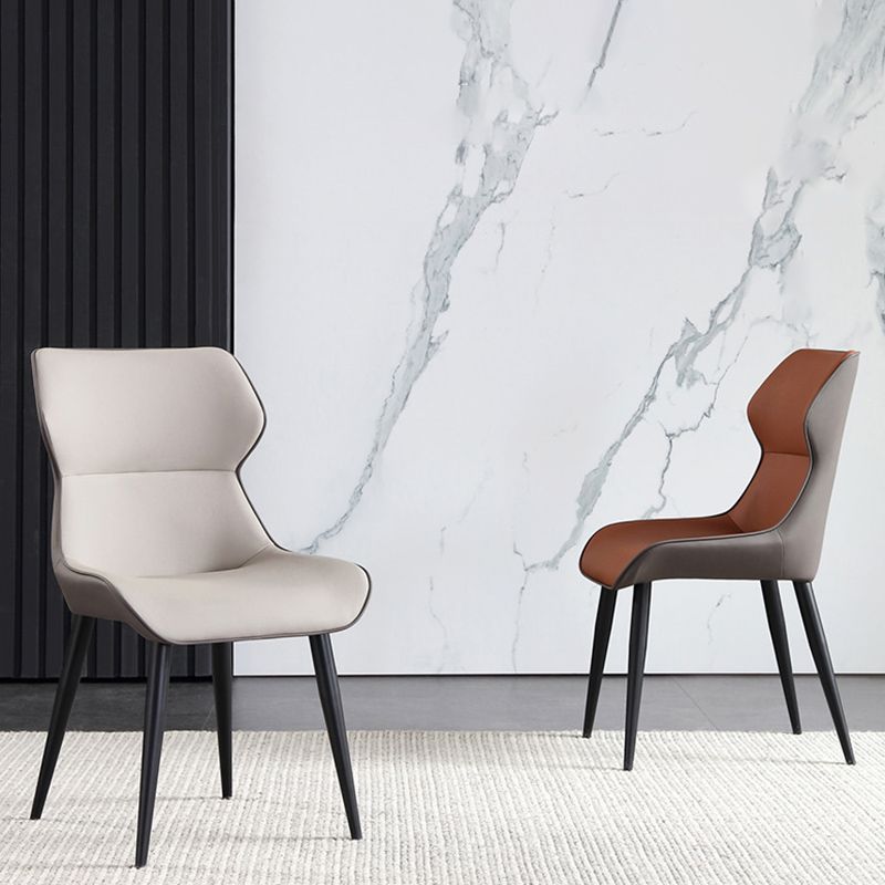 Silla tapizada para comedor silla lateral de cuero falso