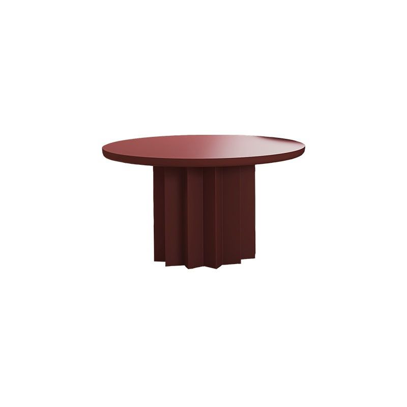 Contemporary Cocktail Table Pedestal Solid Wood Round Single Coffee Table