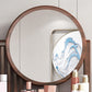 Traditional 4-Drawer Brown Solid Wood Dressing Table with Mirror Makeup Vanity Stool